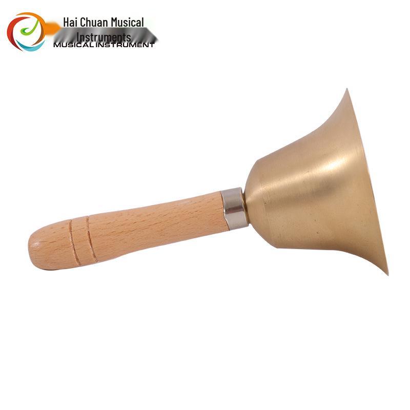Wooden Handle Hand Bell with Pure Copper 8cm Diameter Ring for Classroom Use