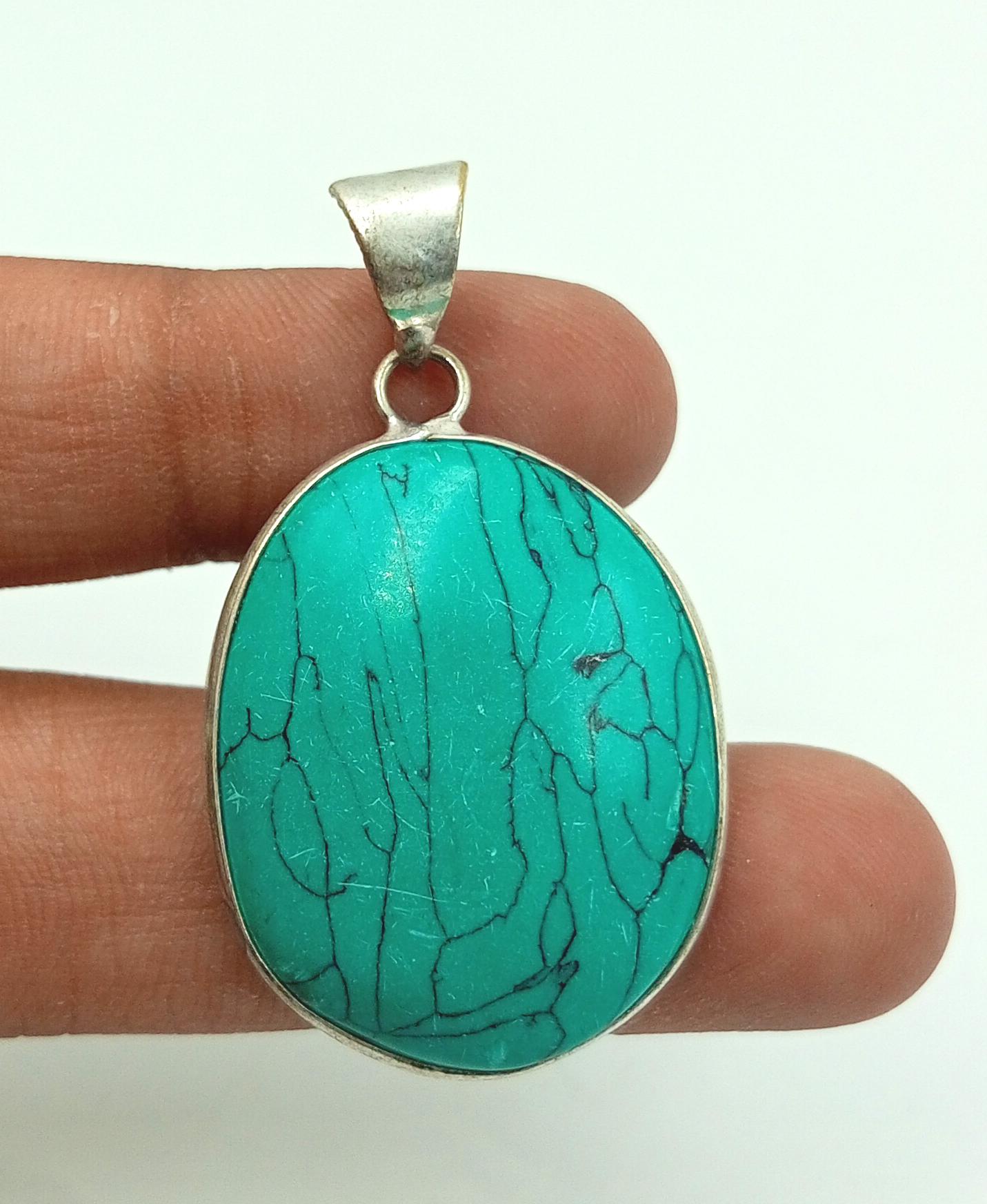 

Бирюзовый драгоценный камень стерлингового серебра 925 пробы безель кулон ювелирные изделия