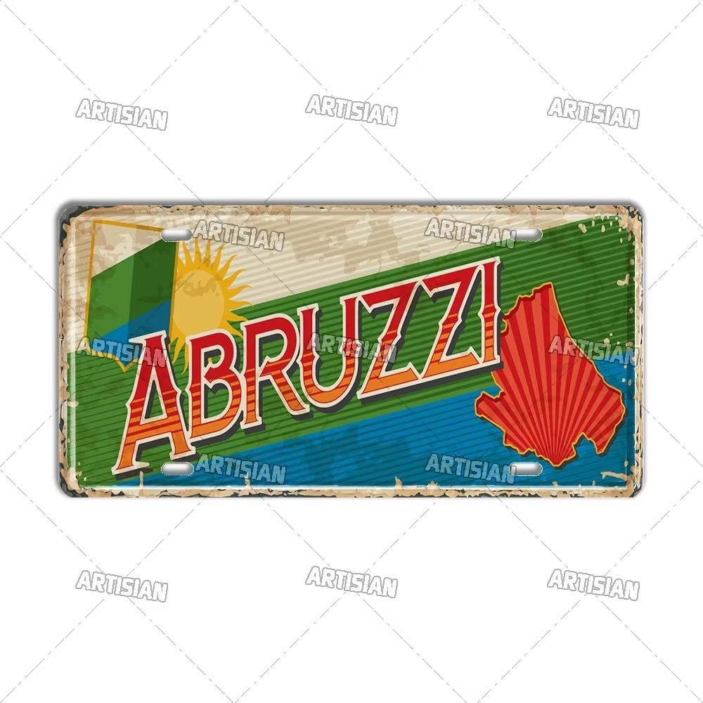 Artisian Italy City State Travel Car Plate Province Metal Sign Landmark License Plate Decorative Tin Plaque Wall Decor Piece