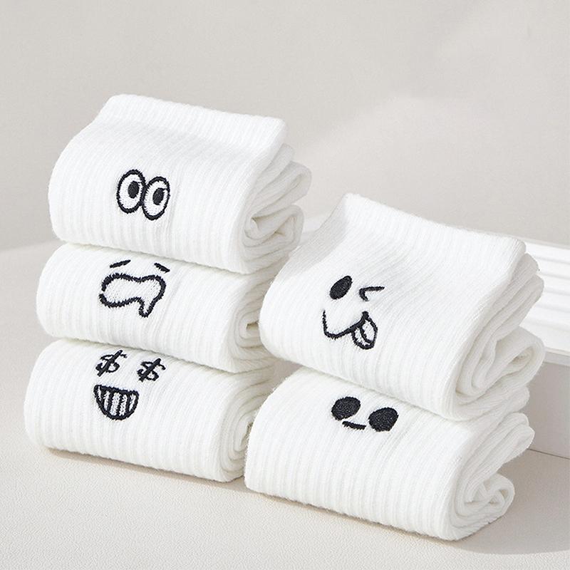 5 Pairs Women Socks Winter White Socks Absorb Sweat And Prevent Odor Women S Sport Socks Casual Mid-Calf Socks