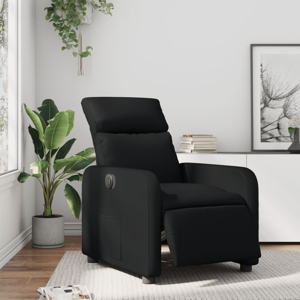 Electric Recliner Chair Black Faux Leather