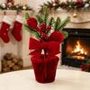 Fabric Christmas Potted Plant Wine Red Christmas Decoration Plant Mini Potted Christmas Tree  Desks
