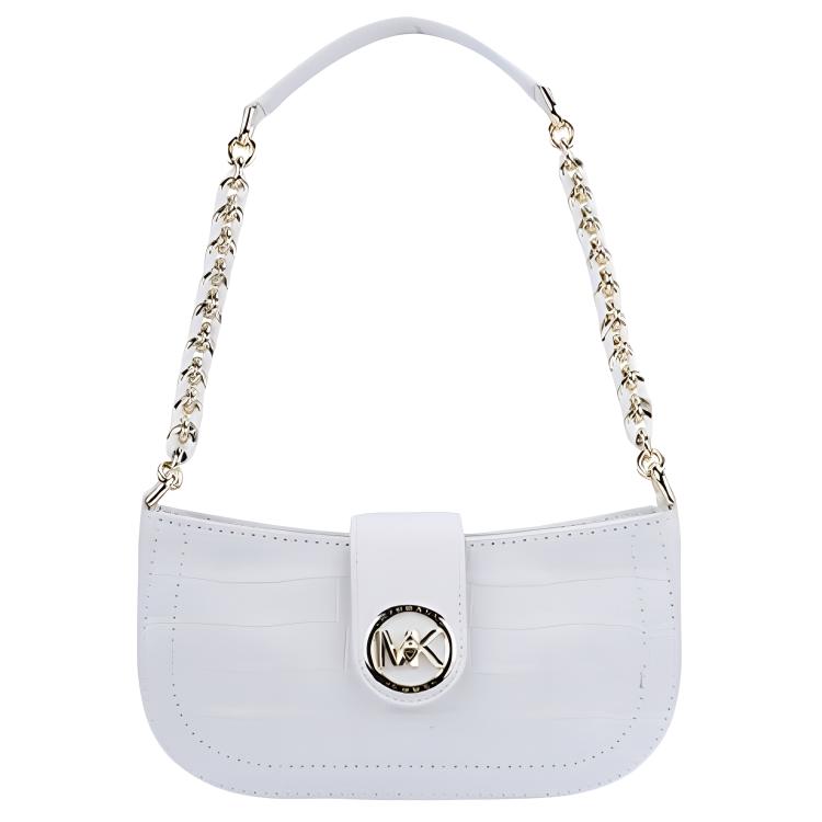 

Michael Kors Mk Carmen Letter Logo Crocodile Embossed Solid Color Leather Shoulder Bag Women Shoulder Bag White 32T0LNMU0E-OPTIC-WHITE Basic Set (Bag+Dust Bag)