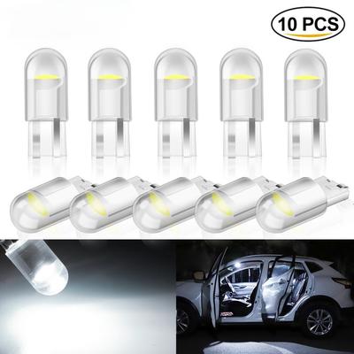 10Pcs T10 LED W5W WY5W COB LED Car Wedge Parking Light Turn Side Bulbs Instrument Lamp Auto License Plate White Red Yellow Blue ADM