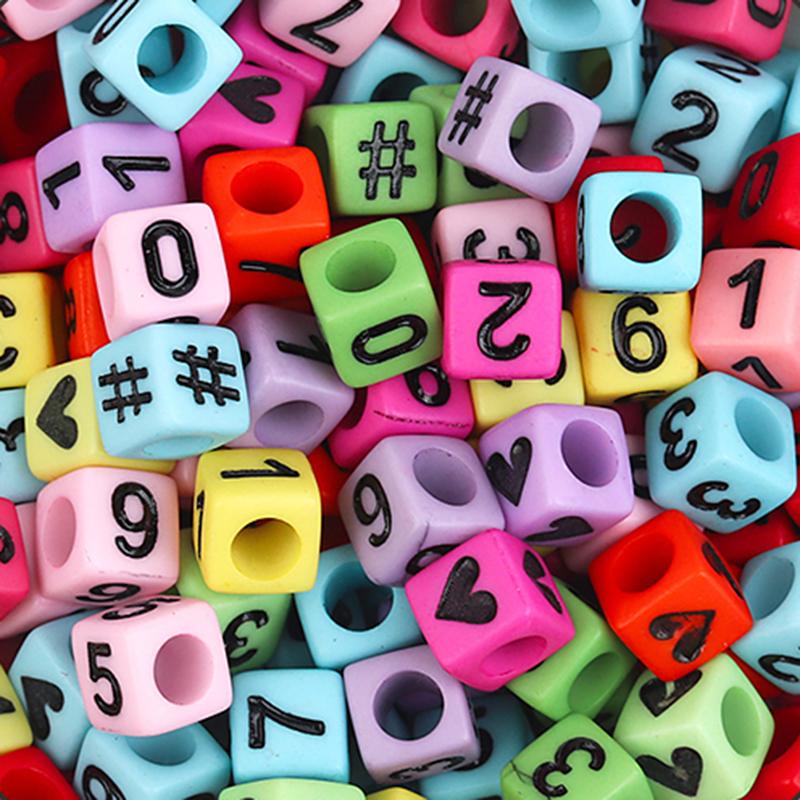 100Pcs/Lot Trendy Acrylic Square Alphabet Beads Large Hole Letter Loose Spacer Bead Jewelry Handmade Bracelet Making Supplies