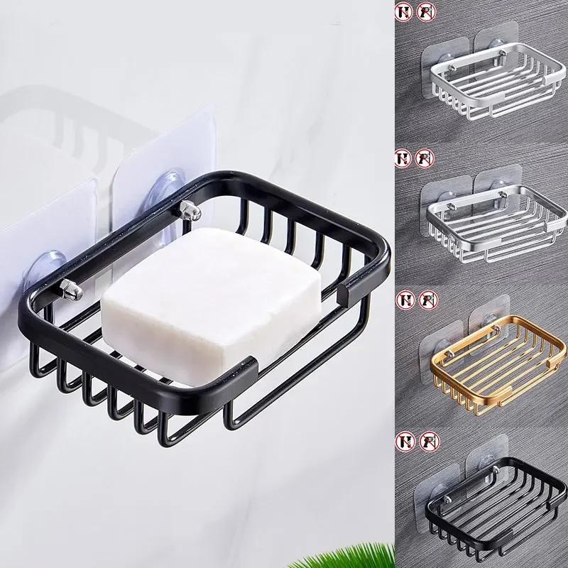 Wall Mounted Soap Dish Holder Punch-Free Drawer Draining Holder Kitchen Sponge Storage Box Bathroom Organizer Rack