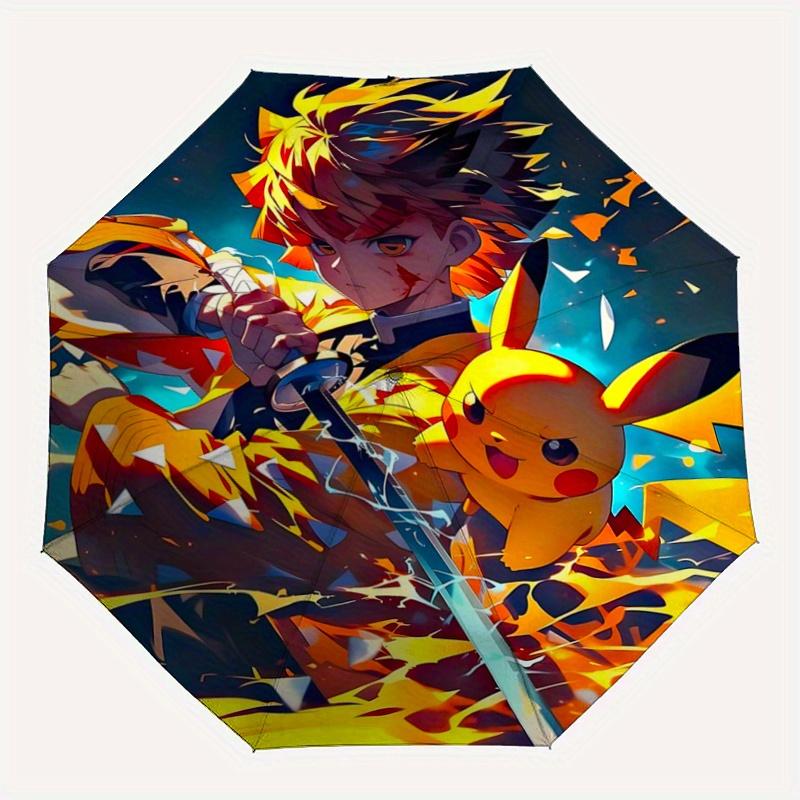 1pc Anime Character & Pikachu Durable Cartoon Folding Umbrella, Portable Compact Umbrella for Men and Women Y002