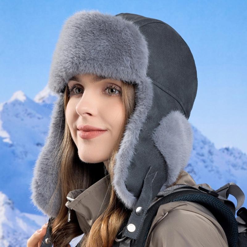 Women's Trapper Hat with Earflaps Winter Warm Thicken Fleece Lining Ear Flaps Hat Thermal Windproof Hunting Cycling Hat