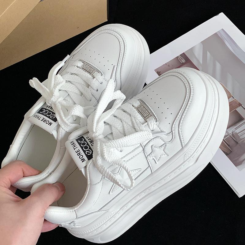 

Autumn flat-bottomed lace-up shoes street couple shoes round head tide shoes low-top 34 белый
