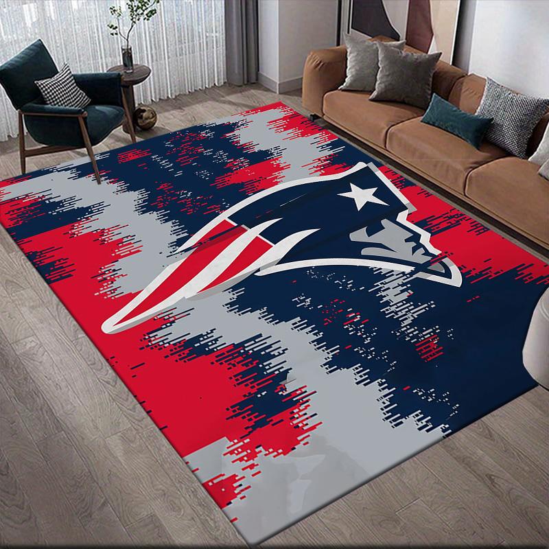 New England Patriots Flannel Pattern Square Carpet,Area Rug,Carpet Rug for Living Room Bedroom Sofa Playroom Decor,Non-slip Floor Mat