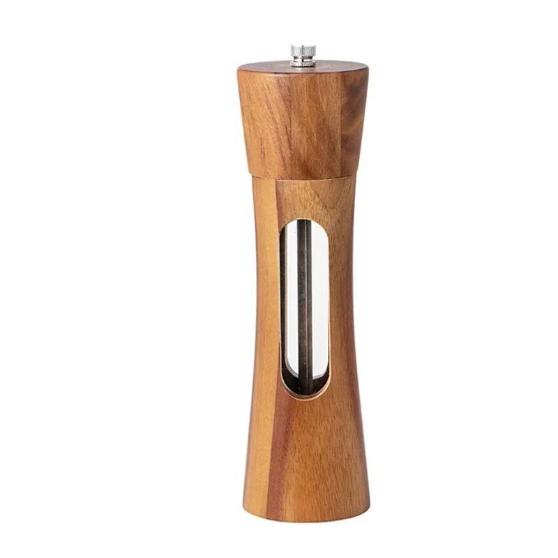 Wooden Manual Pepper Grinder Adjustable Coarseness Spice Salt Grinder Sturdy Salt Pepper Mill with Ceramic Grinding Cores