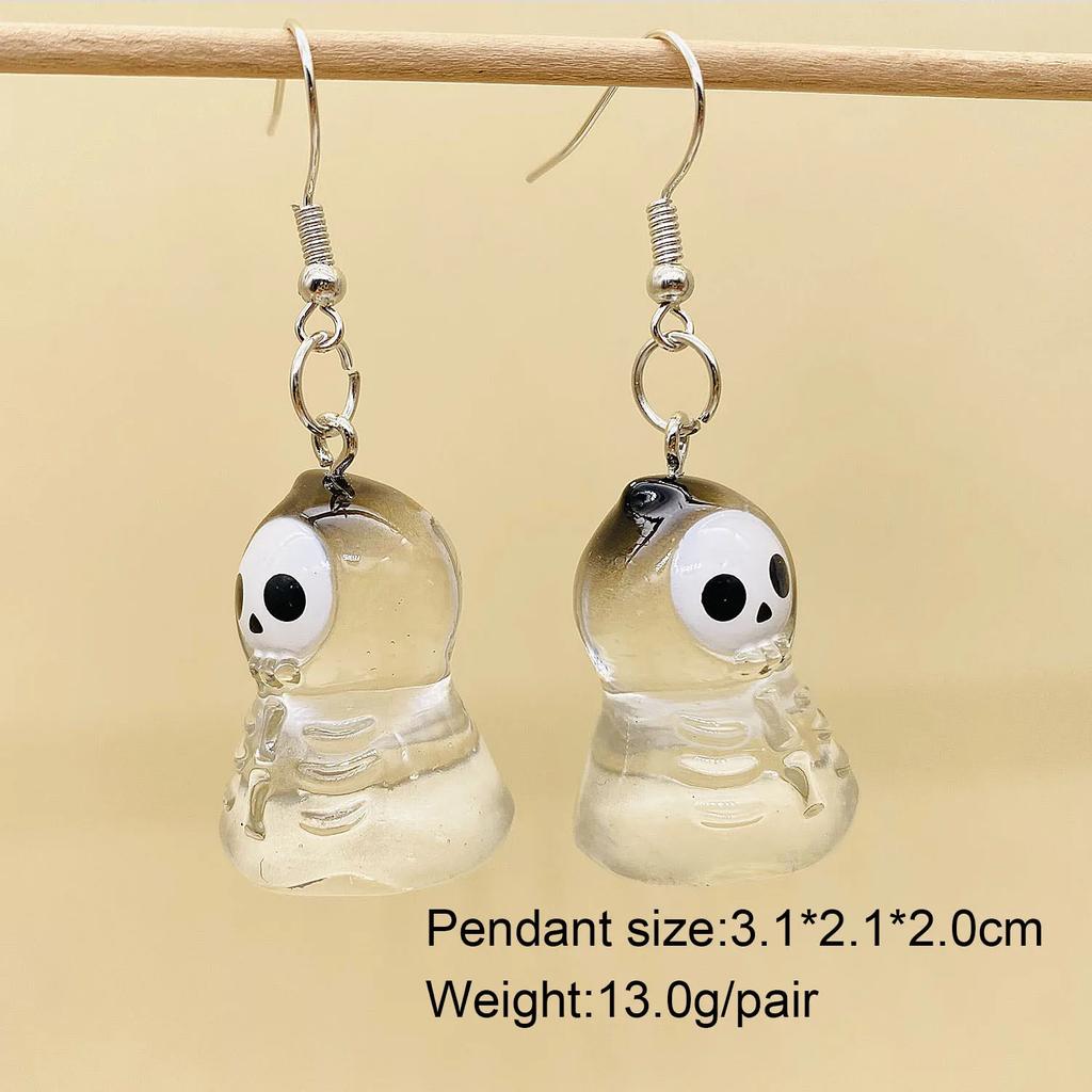 Charming Halloween Ghost Pumpkin Hoop Earrings Cute Rabbit Pumpkin Resin Drop Earrings Halloween Jewelry For Women