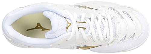 Mizuno Wave Fang PRO Badminton Shoes, White/Gold, Size 25.5 cm, 2E