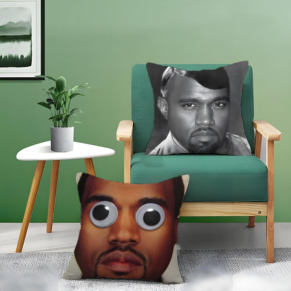 Man Funny Funny K-Kanyes W-Wests Pillow Case Double-Sided Plush Sofa Cushion Covers Organic Breathable Invisible Zipper