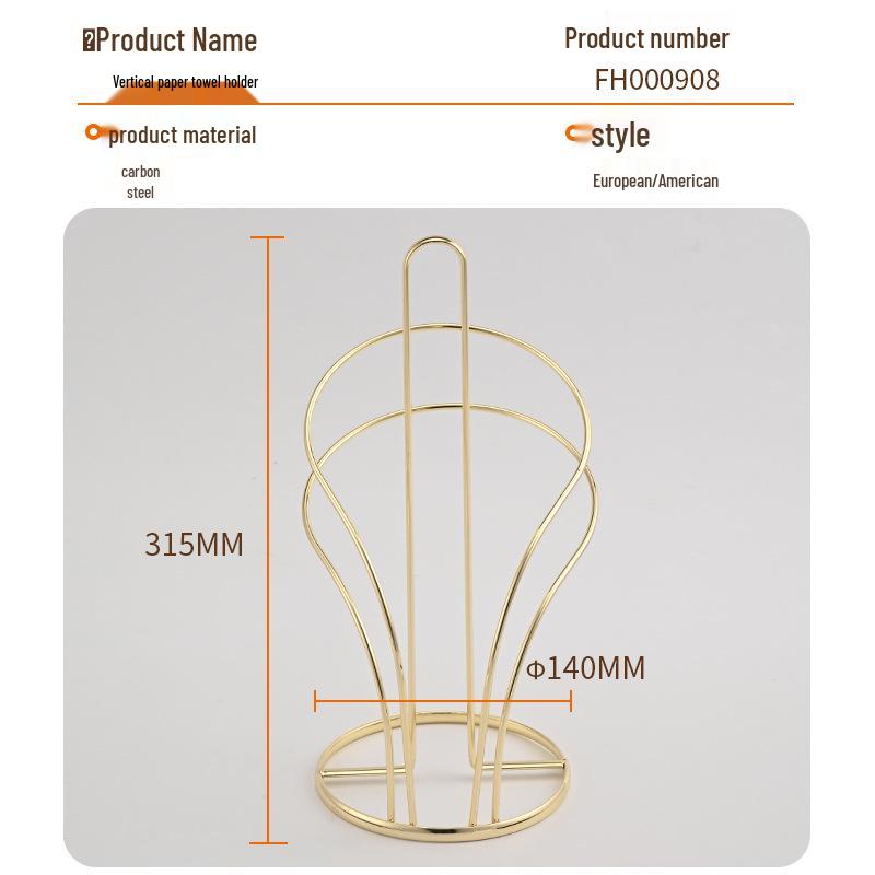 Nordic Metal Vertical Paper Towel Holder, Punch-Free Desktop Roll Holder, Dining Table Napkin Organizer