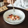 High Value Creative Printing Ceramic Bowl Household Tableware Shallow Bowl Practical Large Bowl Meal Bowl Salad Bowl Pasta Bowl Western Food