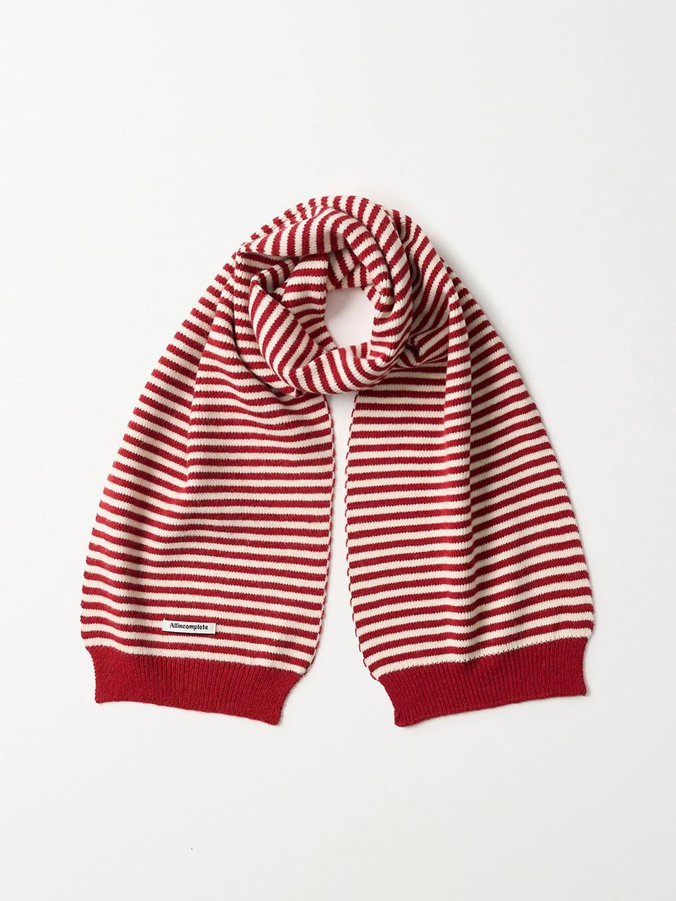 Olinkeompeulliteu Candy Stripe Knit Scarf (Red