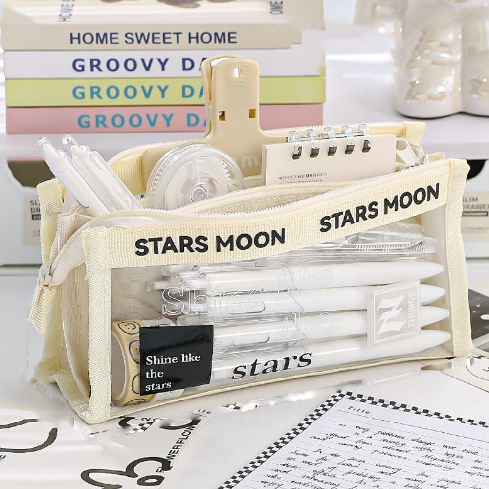 Triangle Stationery Storage Bag Three-dimensional Transparent Zipper Pouch Stationery