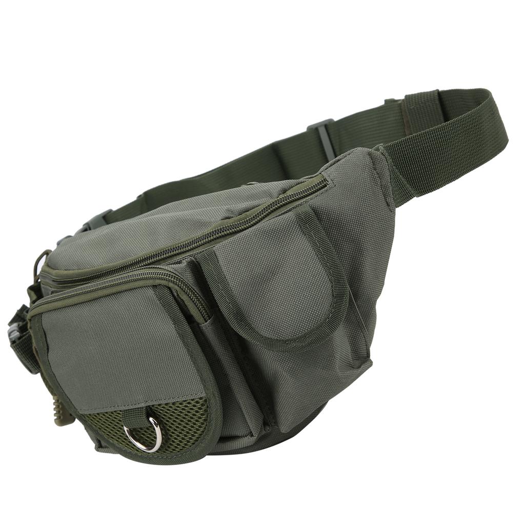 Fishing Bag Portable Polyester Storage Pack Bumbag Adjustable for Outdoor Hiking ClimbingMilitary