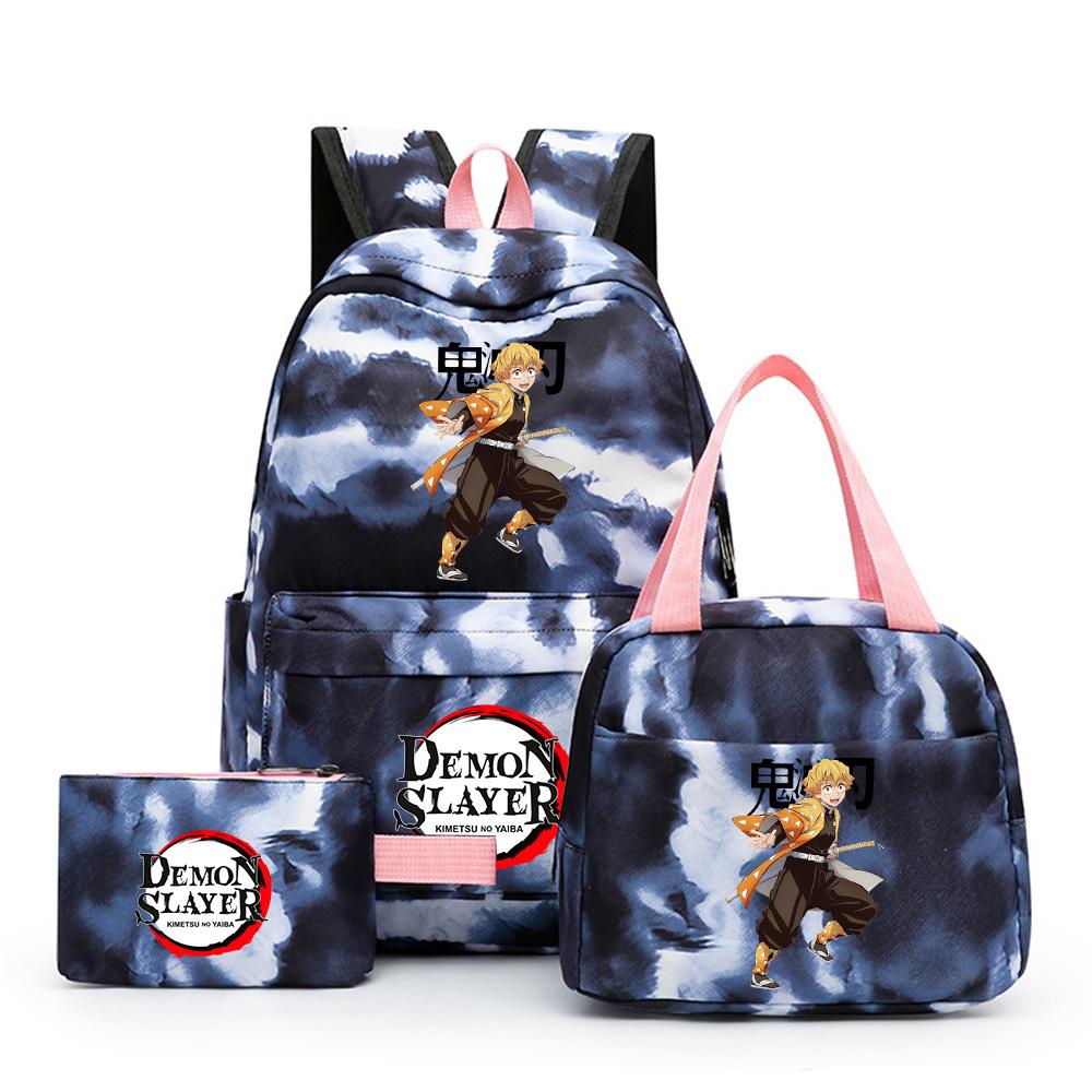 3Pcs/set Anime Demon Slayer Printed Backpack with Lunch bag Pencil Case for Teenager Bookbag Girl Boy Travel Bag Gift