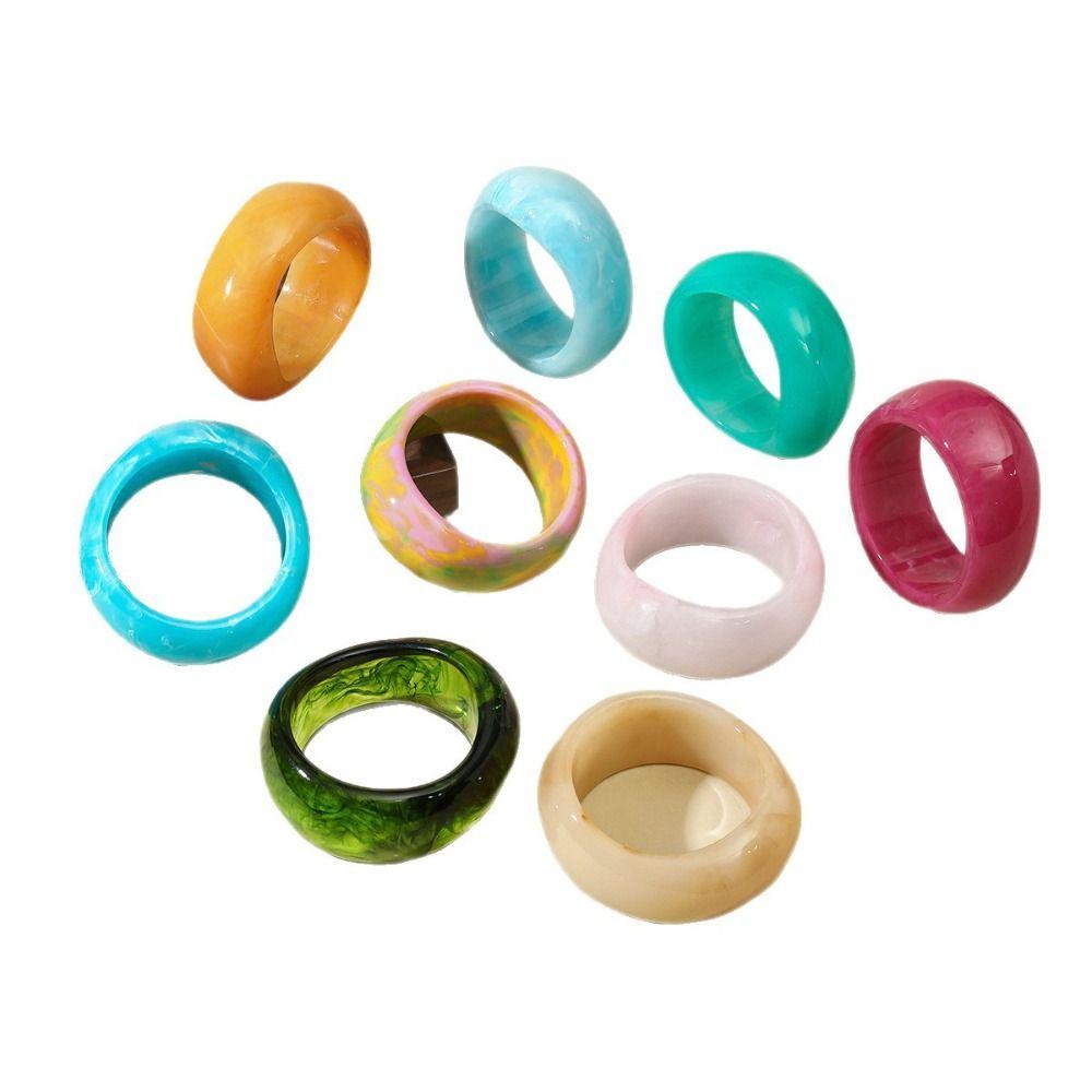 Europe American Style Irregular Wide Bracelet Dopamine Geometric Hand Ring Acrylic Bangle  Women