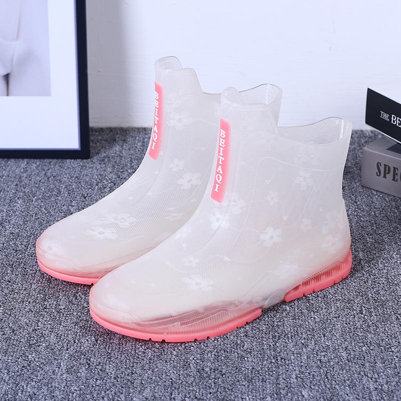 Neu Transparent Regen Stiefel Für Frauen Mode Im Freien Tragen-beständig Wasserdichte Schuhe Sommer