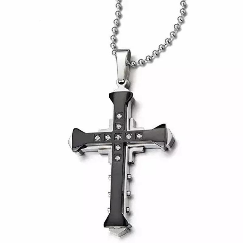 Cross Ornament Dark Knight Diamond Cross Necklace Domineering Bamboo Necklace