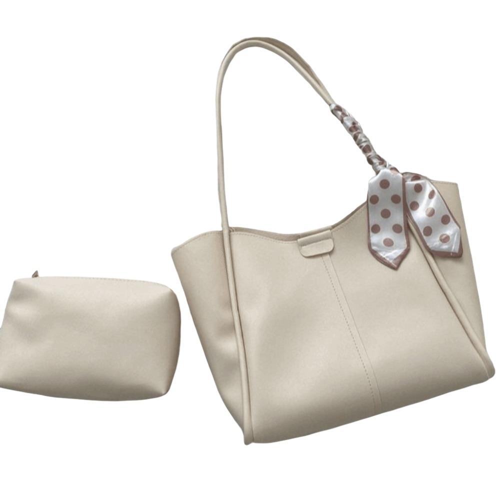 Large Capacity Women PU Shoulder Bag with Small Bag PU Underarm Bag  Office