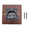 Wall Socket Black Walnut Wood Panel 16A Wall Electrical Outlet with Dual USB Ports for Indoor