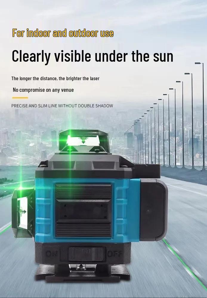 Livella Laser ad Alta Precisione a 12 Linee con Forte Luce Verde e Autolivellante, 16 Linee Infrarosse