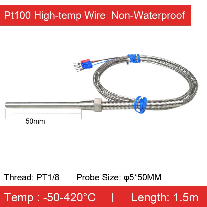 Stainless Steel Threaded Pt100 Temperature Sensor Probe Waterproof High‑Temp RTD (-50°C- 420°C) Industrial Armor Cable 3‑Wire