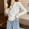 Women's Fashionable Slim-fit Cotton Sweatshirt Hoodie, Spring/Summer, Long-Sleeved, Short Zipper, Thin Design