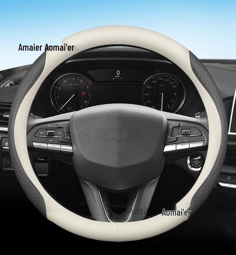 Premium Genuine Leather Steering Wheel Cover for Geely Models: Xingyue L, Boyue, Emgrand L, Xingrui, Binyue, Vision X3 - Ultra-Thin Grip Design.