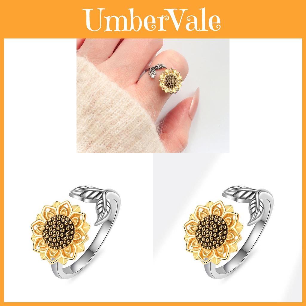 Sunflower Rotatable Copper Ring With Open Design For Womens Stylish Accessory