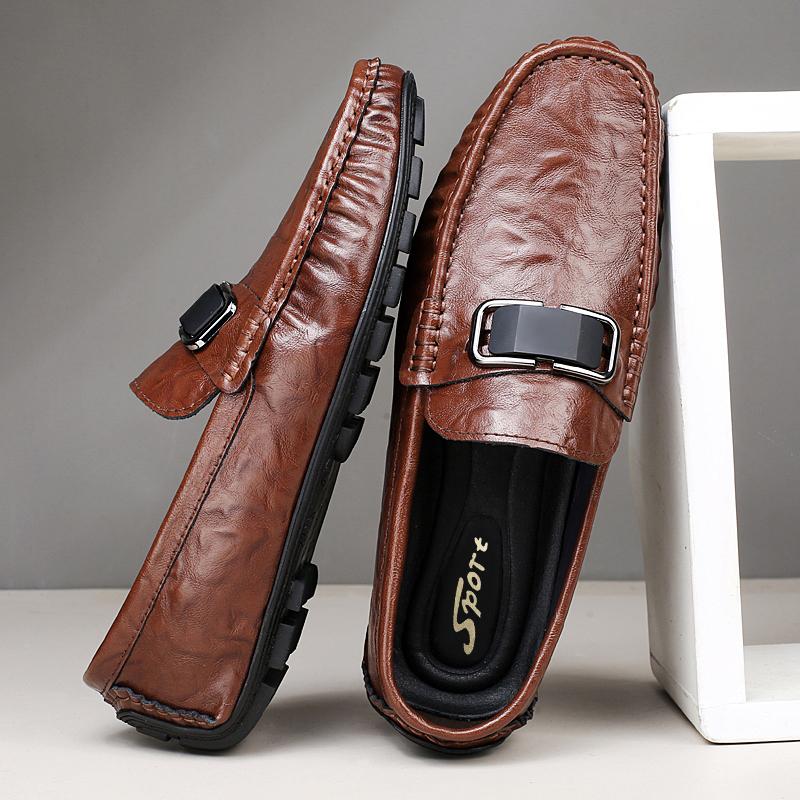 

Fashion Luxury Brand Business Office Leather Shoes High-quality Flats Genuine Leather Loafers Men s Soft Comfort Anti Slip Driving Shoes 36 коричневый