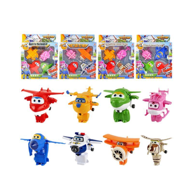 Super Wings Transformation Robot Toy Set: Le Di, Xiao Ai, Duo Duo, Ka Wen, Ku Fei, Bao, Jing, Zhang Gift Box