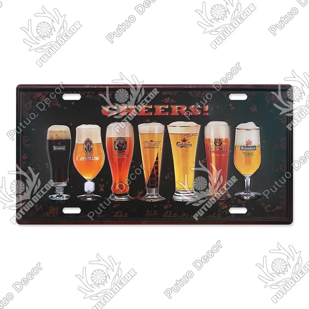 Putuo Decor Bier Metallschild Blechschild Plakette Metall Vintage Nummernschild Dekoration für Bar Pub Man Cave Wohnzimmer Wanddeko
