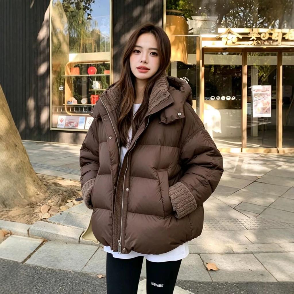 Winter New Hooded Fashion Loose Large Size Small Women's Padded-Padded Jacket
