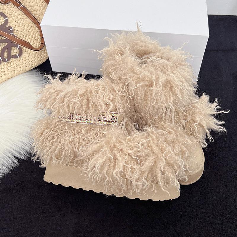 

Women s large size high top fur soft sole winter warm non-slip fur one snow boots padded lined ankle boots non-slip sports cotton boots 37 хаки