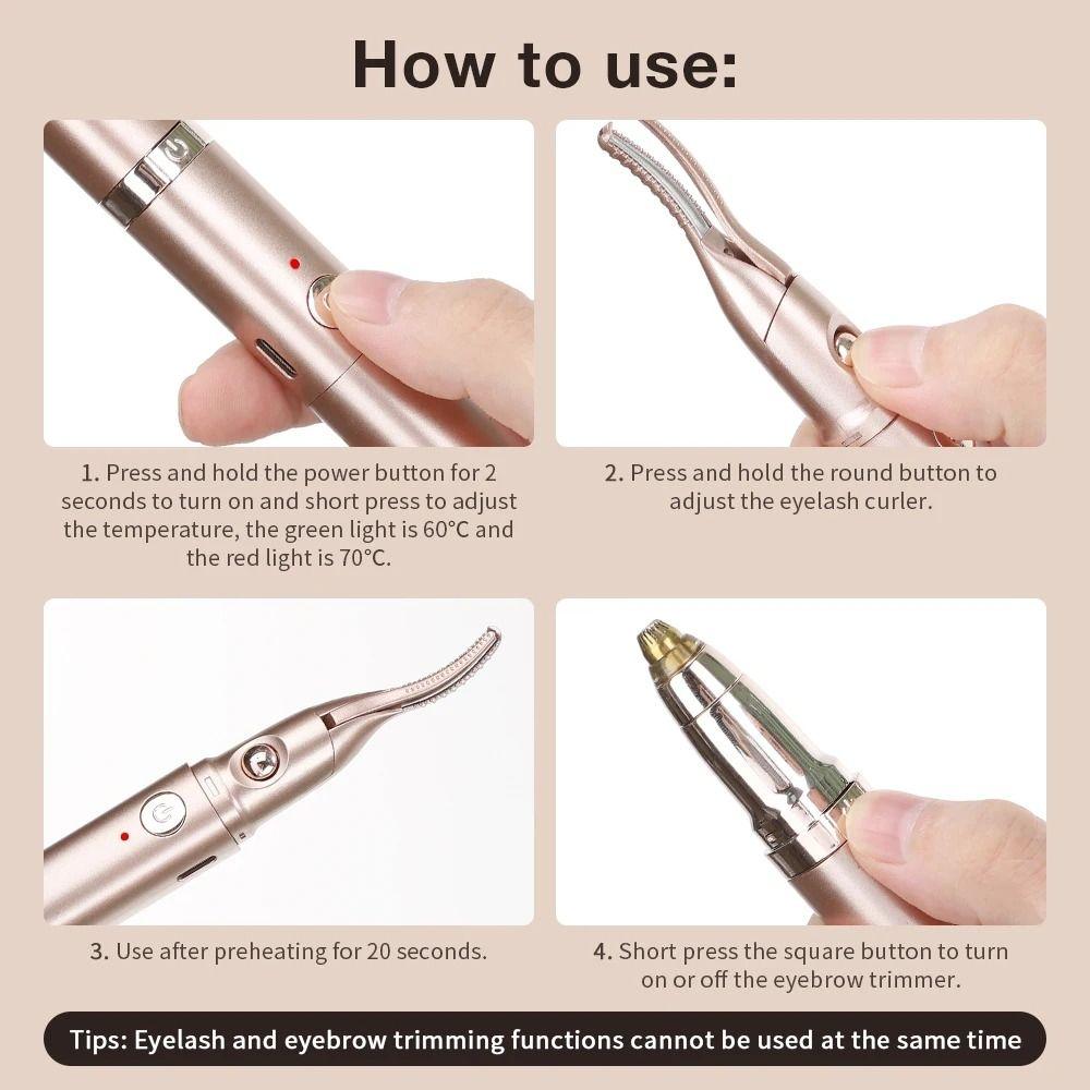 Dual Head Heated Eyelash Curler Two-Gear Temperature Adjustment 2 in1 Eyelash Clip Party