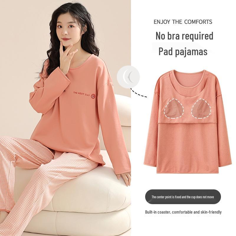 

Облегающий хлопковый мультяшный комплект с длинными рукавами и нагрудными подушечками для женщин Extra Large