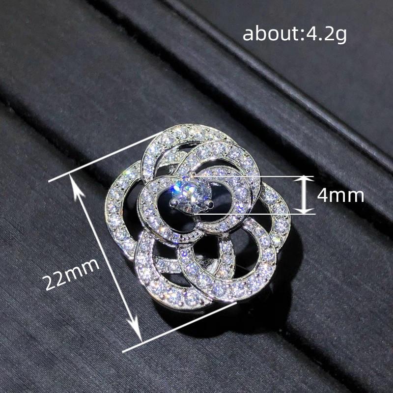 CopperFlower Shaped Cubic Zirconia Rings for Women Sparkling Accessories Wedding Engagement Party Jewelry Gifts