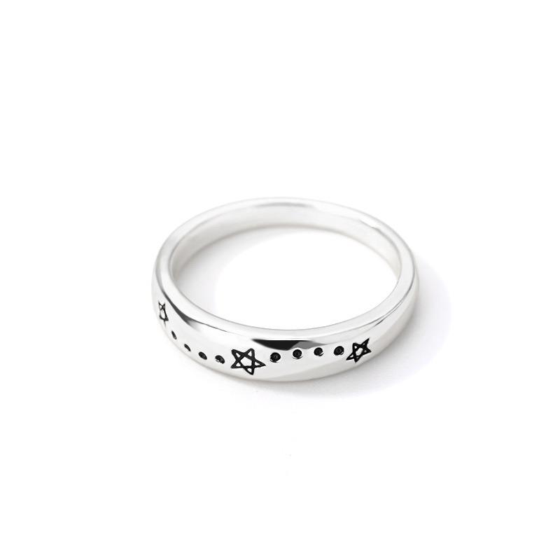 Stylish and simple heart-shaped zircon ring, golden sun and moon love index finger ring, women's jewelry personality