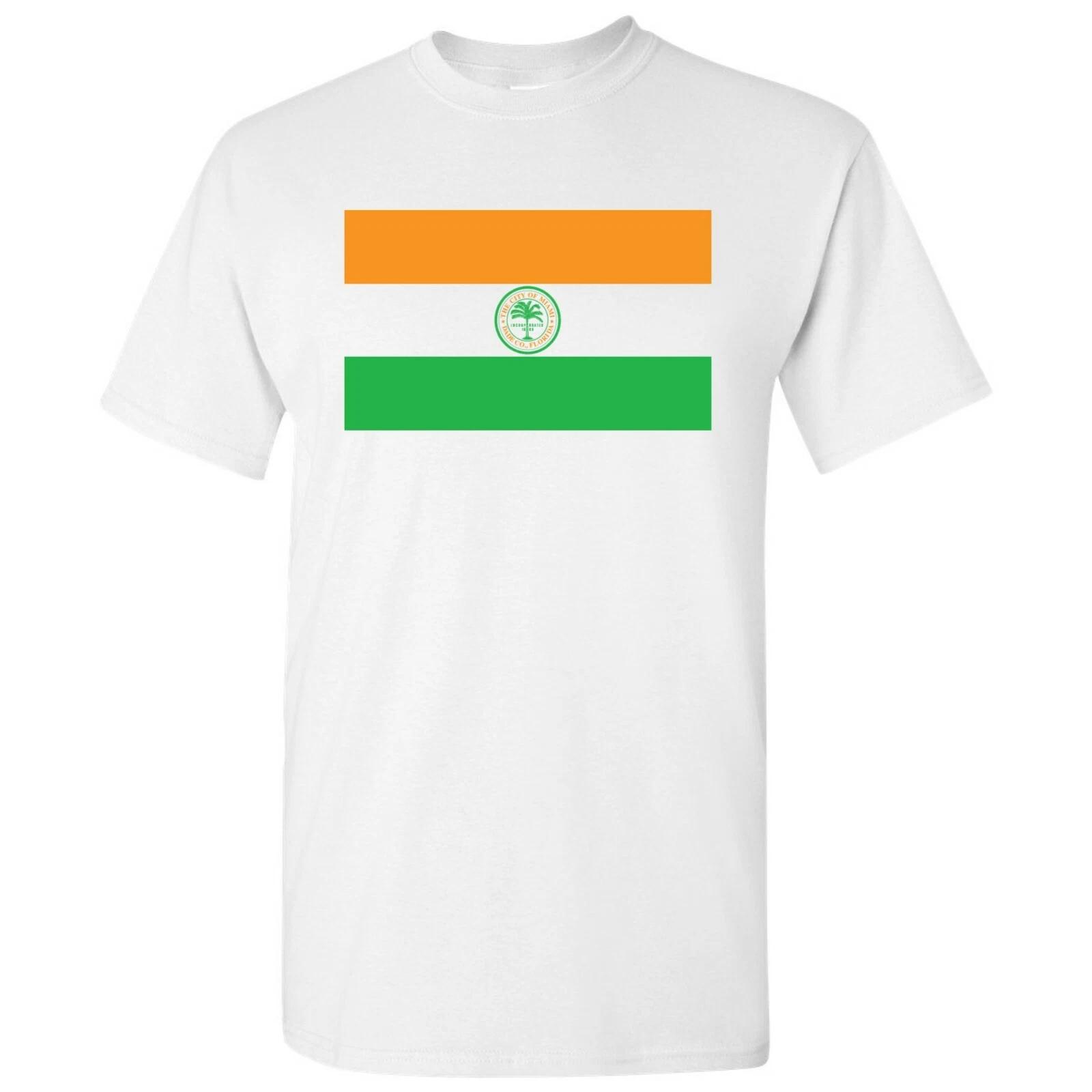 Miami US City Flag Basic Cotton T-Shirt - White L