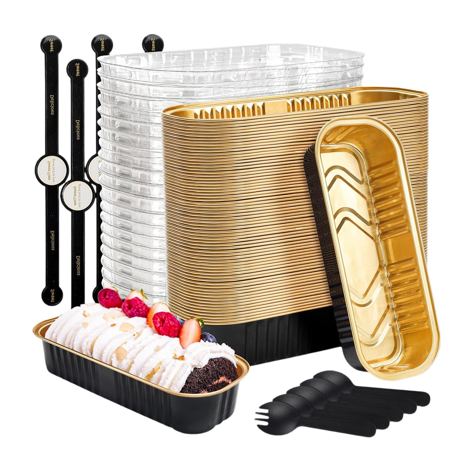 

50Pcs Aluminum Foil Baking Mold Oven Safe Sealable Durian Packaging Cheese Pudding Cup Withwith Lid And Fork 50pcs One Size чёрный