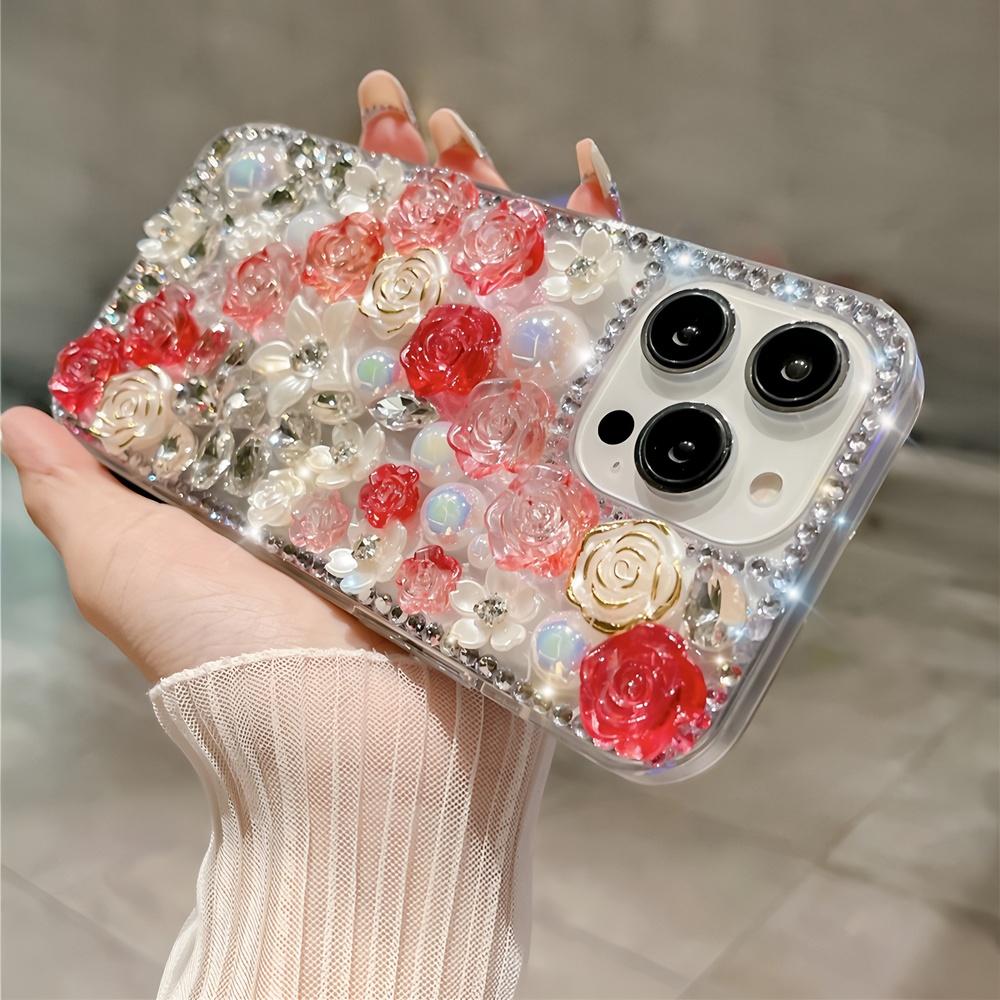 Glitter Bling 3D Floral Phone Case For XiaoMi Poco X7 Pro 5G X6 X5 X4 X3 Rhinestone Rose Flower Crystal Cover