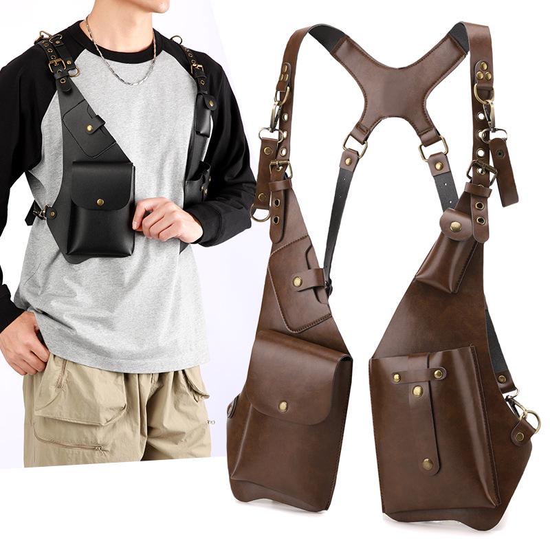 Herren Vintage Rucksack mit Unterarm-Crossbody und Multifunktioneller Einzel-Schultertasche für den Außenbereich