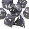 7 Pcs Black Flower Metal Dice Solid Metal Polyhedral Dice Set Suitable for Role-Playing RPG Board Game Card Game