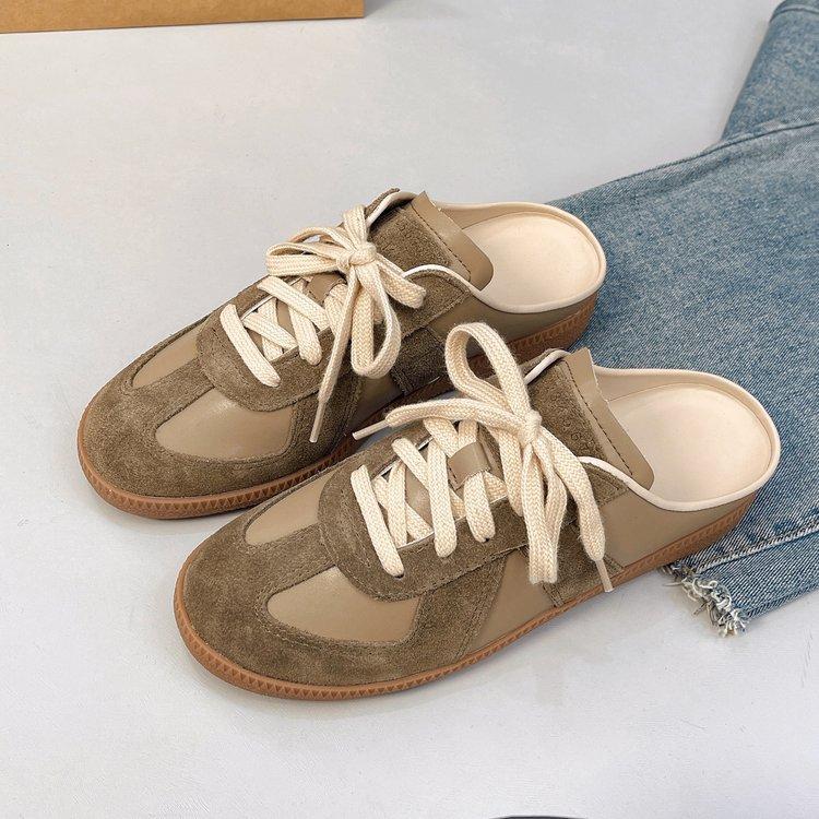 Baotou Half Slippers Women's Outer Wear 2025 Summer New Versatile Retro Moral Training Shoes Platform Without Heel One Pedal Lazy