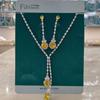 Women's Flower Necklace Earrings Jewelry Set for Wedding Party Festival Accessories Gifts